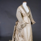TWO-TONE SILK BUSTLE DRESS, 1870s