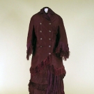 AUBERGINE SILK PROMENADE DRESS, AMERICA, 1875-1880