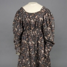 ABSTRACT FLORAL ON BLACK PRINTED DRESS, 1830s