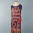 SALMON &amp; PURPLE BEADED DRESS, c. 1922