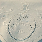 1 DOZ LINEN NAPKINS W/ "H" MONO, c. 1930