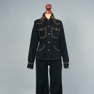 2 PIECE STUDDED BLACK JEAN SUIT, 1970s