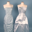 2 STRAPLESS BLUE SILK EVENING GOWNS, c. 1960