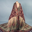 2 HUGE FRINGED SILK SHAWLS, 1850s