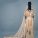BEADED WEDDING GOWN &amp; VEIL, c. 1914