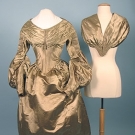 COLORED SILK WEDDING DRESS, c. 1838