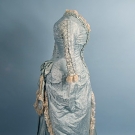 SILK DAMASK BUSTLE DRESS, 1870s