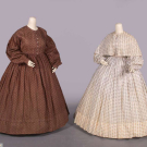 TWO PRINTED COTTON DAY DRESSES, 1860s