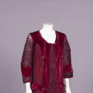 SOUTACHE EMBROIDERED SILK VELVET &amp; NET EVENING DRESS, LATE 1910s