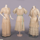 THREE LACE OR EMBROIDERED AFTERNOON DRESSES, 1912-1918