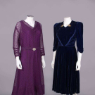TWO COTTON NET OR SILK VELVET DINNER DRESSES, 1930-1940
