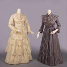 TWO COTTON DAY OR AT-HOME DRESSES, c. 1880 &amp; c. 1900