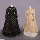 ONE WOOL &amp; ONE COTTON DAY DRESS, c. 1863 &amp; c. 1870