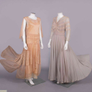 TWO SILK, TULLE &amp; LACE EVENING DRESSES, 1930s