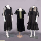 THREE BLACK SILK OR VELVET DAY &amp; EVENING DRESSES, 1920-1930s