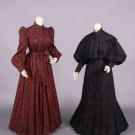 ONE COTTON WRAPPER &amp; ONE SILK MOURNING DRESS, 1900-1905