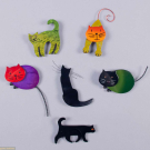 SIX MARIE CHRISTINE PAVONE CAT BROOCHES, PARIS