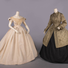 EVENING GOWN &amp; PATTERNED SILK OVERDRESS, 1865-1870