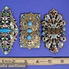 3 CHAMPLEVE ENAMEL CLASPS, 1900-1910