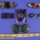 5 ENAMELED CLASPS &amp; 1 BUCKLE, 1900-1920
