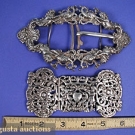 CONTINENTAL SILVER BUCKLE &amp; CLASP, 19TH C