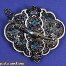 RARE RUSSIAN CHAMPLEVE SILVER CLASP, c. 1900
