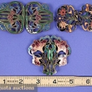 3 ENAMELED ART NOUVEAU CLASPS, c. 1900