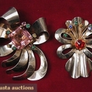 2 STERLING RETRO BOWKNOT PINS, 1930-1940s