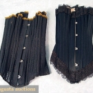 2 BLACK CORSETS w/ TINY WAISTS, 1880s