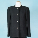 CHANEL BLACK WOOL SUIT, c. 1970