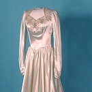 TRAINED SATIN WEDDING DRESS, 1949