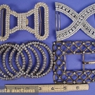 4 LARGE JEWELLED BUCKLES &amp; CLASPS, 1930-1950s