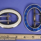 2 SILVER &amp; ENAMELED BUCKLES, c. 1915