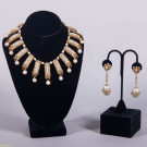 MIRIAM HASKELL PEARL &amp; RHINESTONE EARCLIPS &amp; CHOKER, USA, MID 20TH C