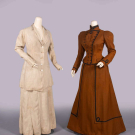 TWO LINEN OR WOOL WALKING DRESSES, EARLY 1890s &amp; c. 1910