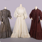 THREE COTTON AT-HOME DRESSES, 1890s-1905