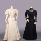 TWO SILK EVENING OR AFTERNOON DRESSES, LATE 1890-c. 1910