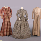 PRINTED COTTON DAY DRESS &amp; PELERINE, 1850s