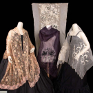 HAND EMBROIDERED OR BROCADED CHIFFON SCARVES &amp; YARDAGE, 1900-1920s