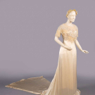 PEARL &amp; BEAD EMBROIDERED SILK SATIN WEDDING GOWN, 1910