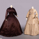 TWO BROWN SILK DAY DRESSES, 1860s