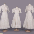 THREE YOUNG LADIES COTTON LINGERIE DRESSES, 1905-1910