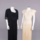 TWO FRINGED CREPE EVENING GOWNS, 1945-1948