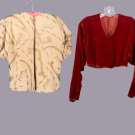 TWO SUEDE JACKETS, ONE SILK TOP &amp; ONE STENCILED TUNIC, ITALY &amp; WEST INDIES