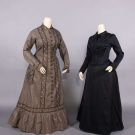 ONE COTTON WRAPPER &amp; ONE SILK DAY DRESS, c. 1880 &amp; c. 1890