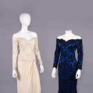 TWO BEADED SILK DESIGNER EVENING DRESSES, NEW YORK &amp; HOUSTON