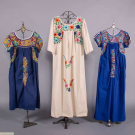 THREE EMBROIDERED COTTON TOURIST TRADE DRESSES, MEXICO