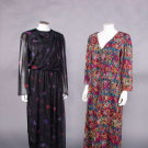 TWO HANAE MORI PRINTED SILK DRESSES, 1980s