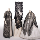 LACE PEIGNOIR, CHANTILLY LACE SHAWL &amp; SILK MANTILLA, MID 19TH- EARLY 20TH C