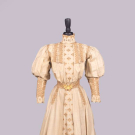 EMBROIDERED SILK PONGEE DAY DRESS, c. 1905